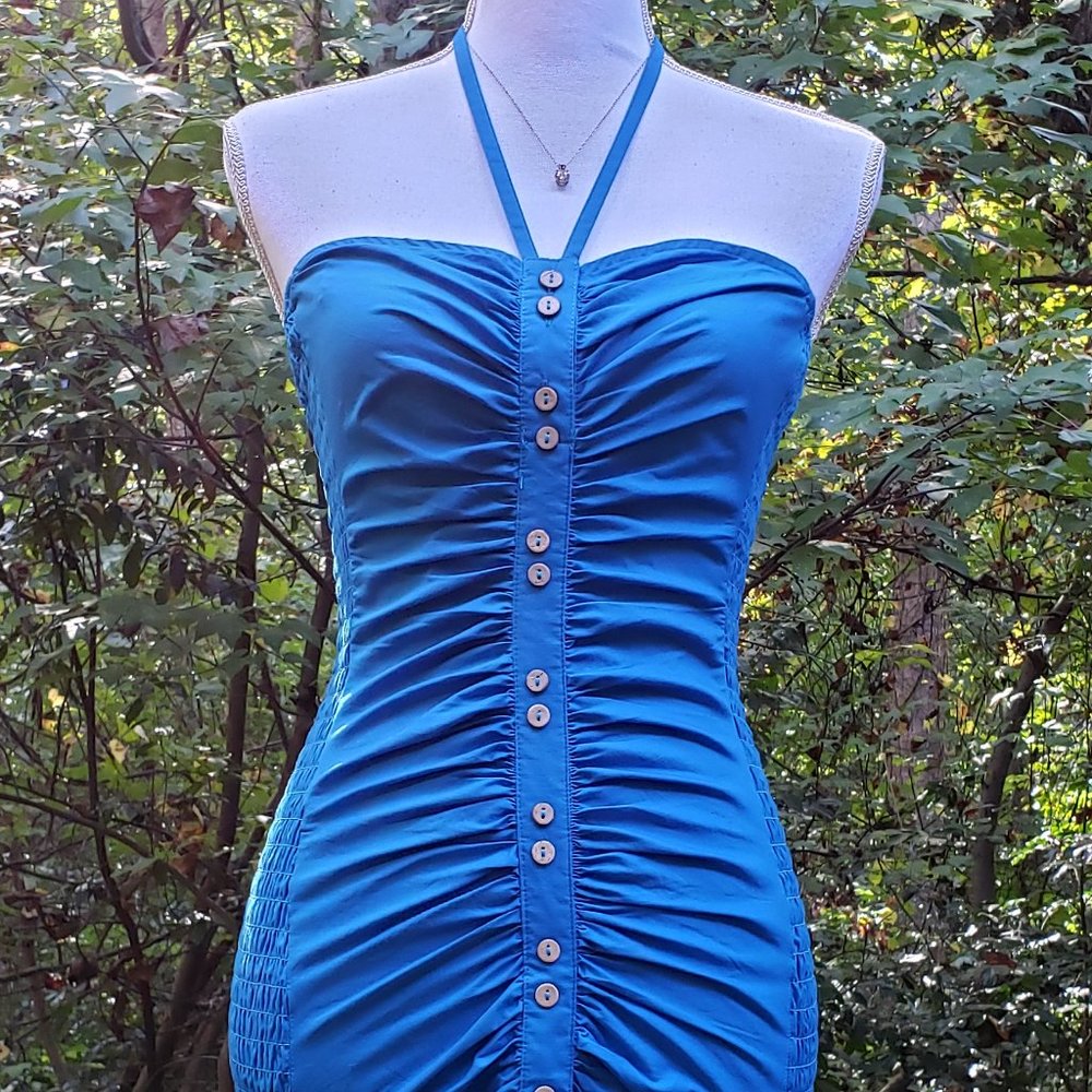 FREE PEOPLE Bali Babe Halter Neck Dress in Blue Size Small Brand New NWT